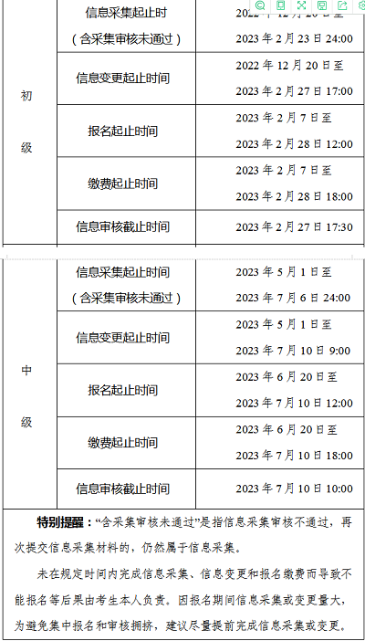 合肥市2023年<a href='http://m.bbsyu.com/cjkj/' target='_blank'><u>初級會計師</u></a>考試報名信息采集時間：2022年12月20日至2023年2月23日